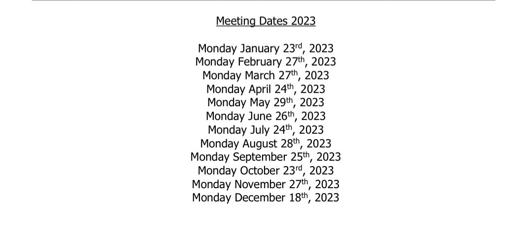 2023 Meeting Dates